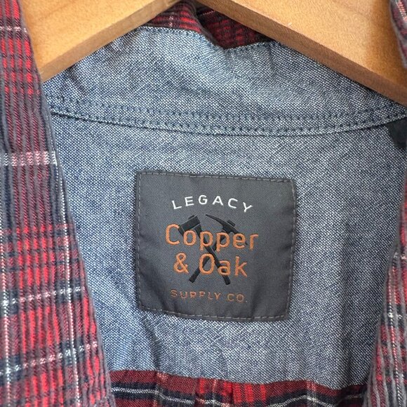 Legacy Copper & Oak Long Sleeve Front Button Shirt Plaid Red Men’s Size S - Picture 7 of 9
